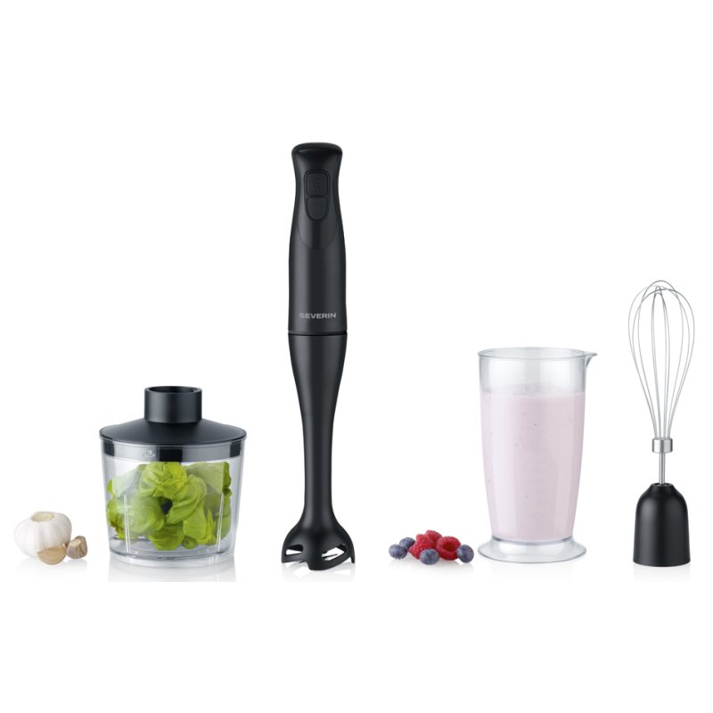 SEVERIN hand blender SM 3762, 350 Watt, matt black, including mixing beaker 700 ml